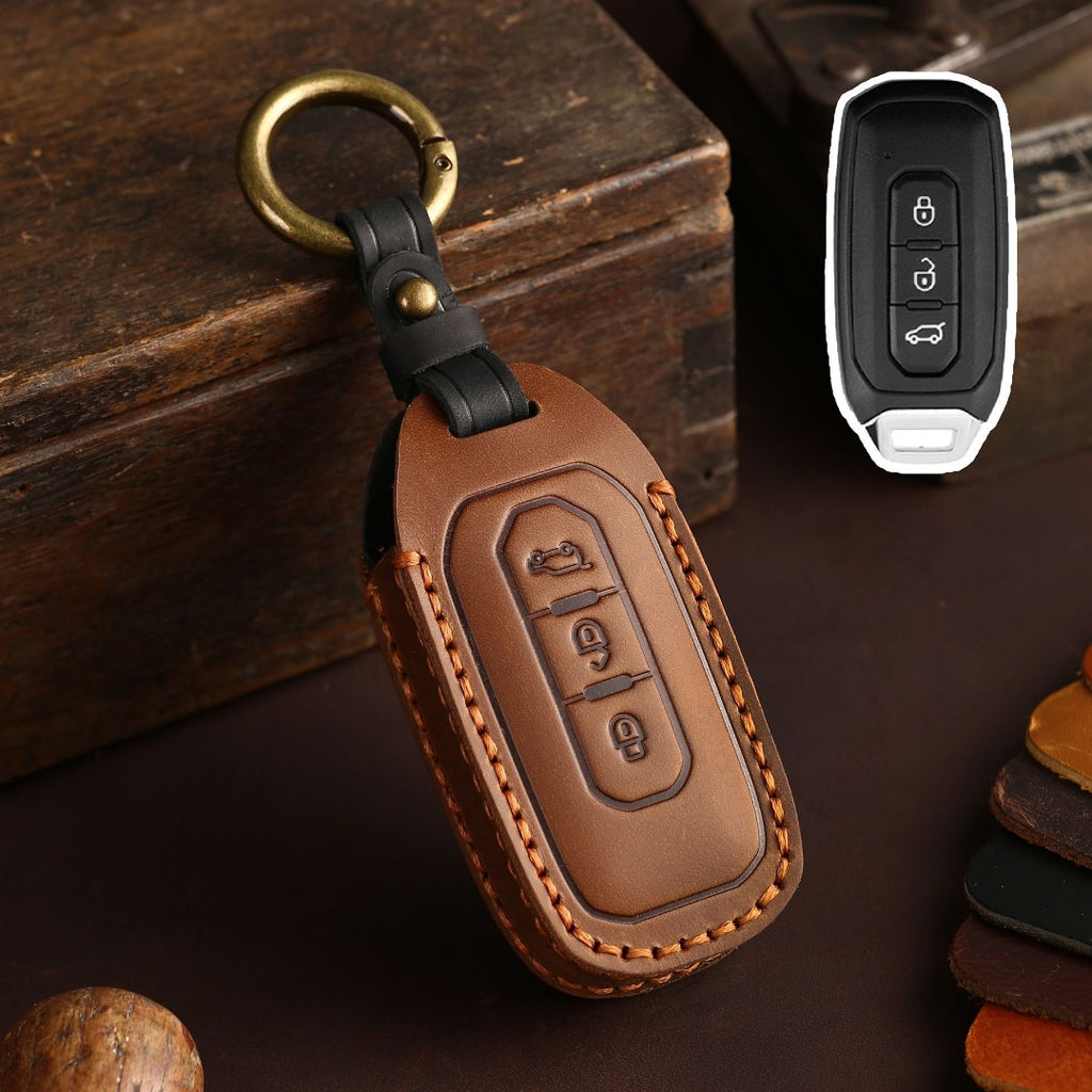 Carsine Ford Leather Car Key Cover 3 Button Black