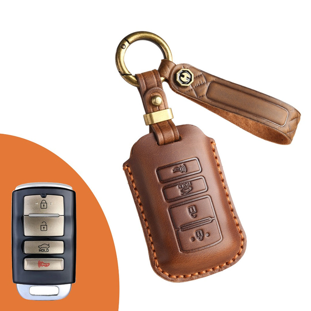 Carsine Kia K9 Leather Car Key Cover Brown
