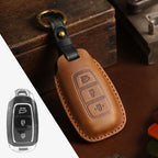 Carsine Hyundai IX25 Festa IX35 Leather Car Key Cover 3 Button Brown / 3 Button