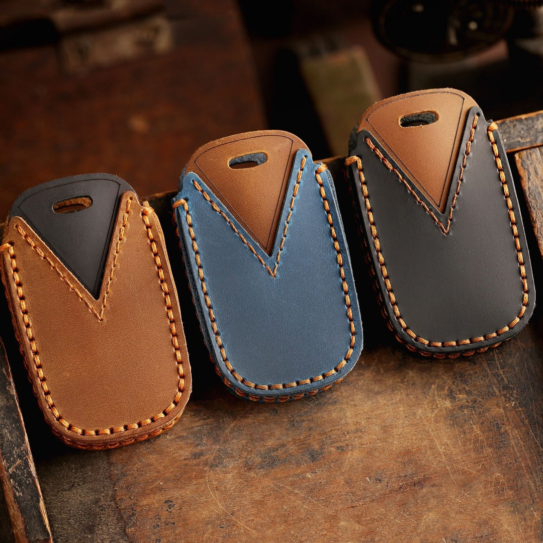 Carsine Kia Carnival MPV Leather Car Key Cover 6 Button Black / 6 Button