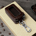 Carsine Universal leather double layer car key bag transparent window suitable for all models Brown
