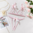 Zweiteiliges Set aus sexy Dessous mit offenem Schritt und freiliegender Brustpartie (G-String und Tanga)