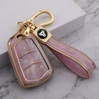 Carsine Cadillac Car Key Case Gold Inlaid With Jade Pink / Key case + strap