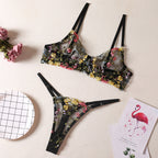 Floral Bra Thong 2-Piece Set G string Thong