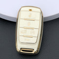 Carsine Jeep Dodge Ram Chrysler Car Key Case Golden Edge White / Key case