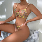 Floral Bra Thong 2-Piece Set G string Thong