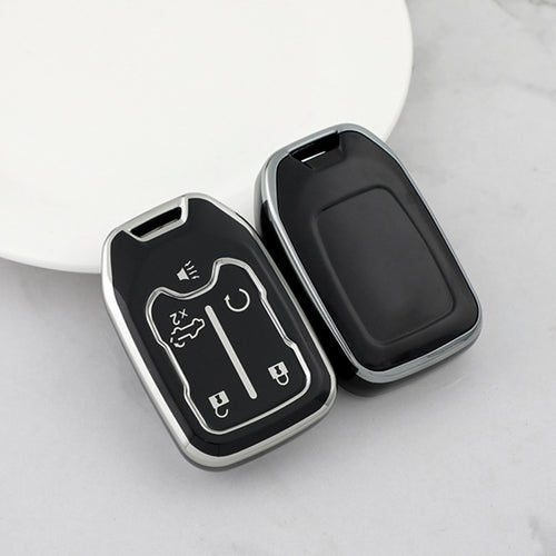 Carsine GMC Yukon Car Key Cover Silver Edge Black / Key case