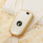 Carsine BMW Car Key Case Golden Edge White / Key case