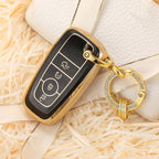 Carsine Ford Car Key Case Golden Edge A / Black / Key case + O chain