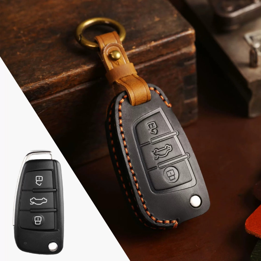 Premium Audi Leather Car Key Cover - Luxury Protection & Custom Fit for Audi Keys