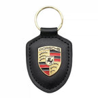 Schlüsselanhänger aus echtem Leder mit Porsche-Wappen