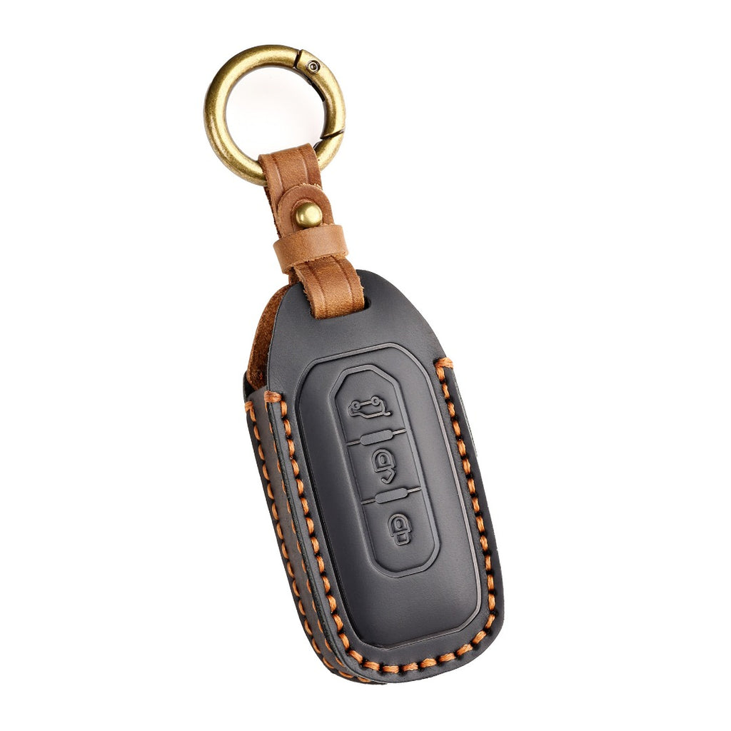 Carsine Ford Leather Car Key Cover 3 Button Black