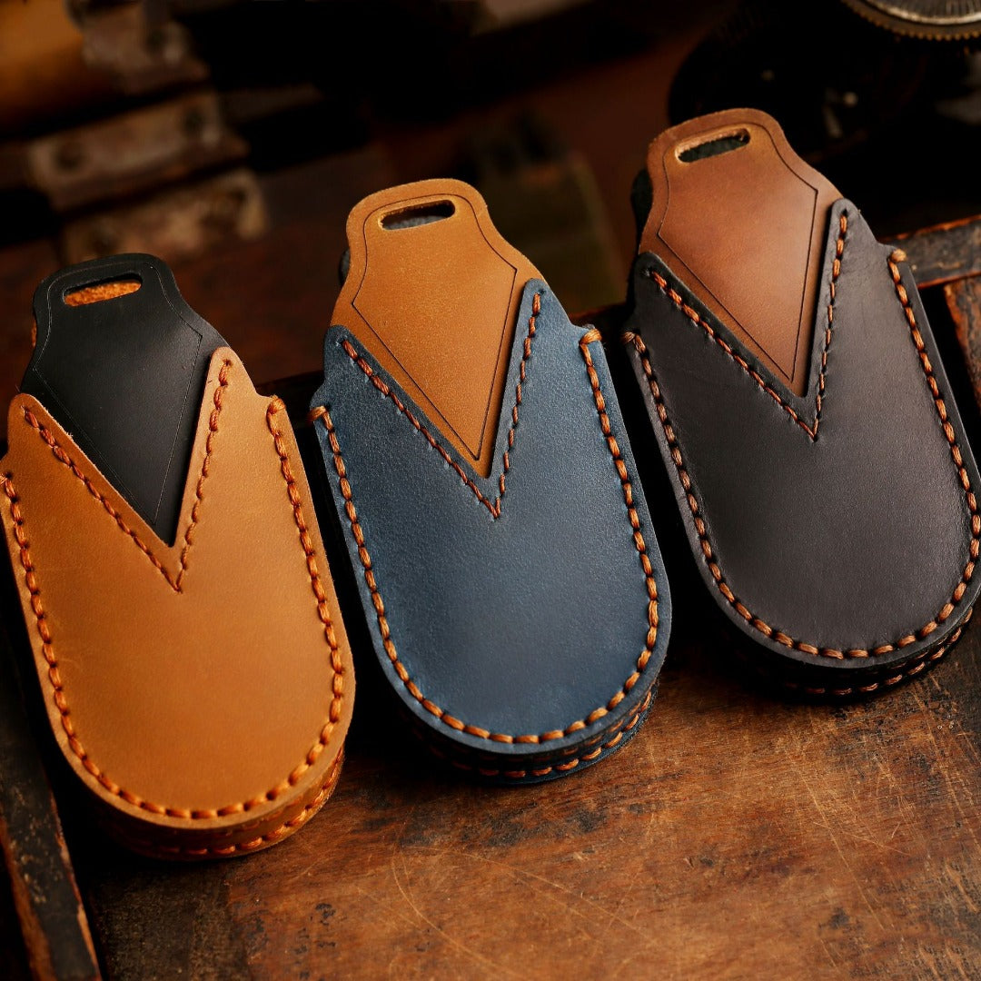 Étui de clé de voiture en cuir Mercedes-Benz à 3 boutons