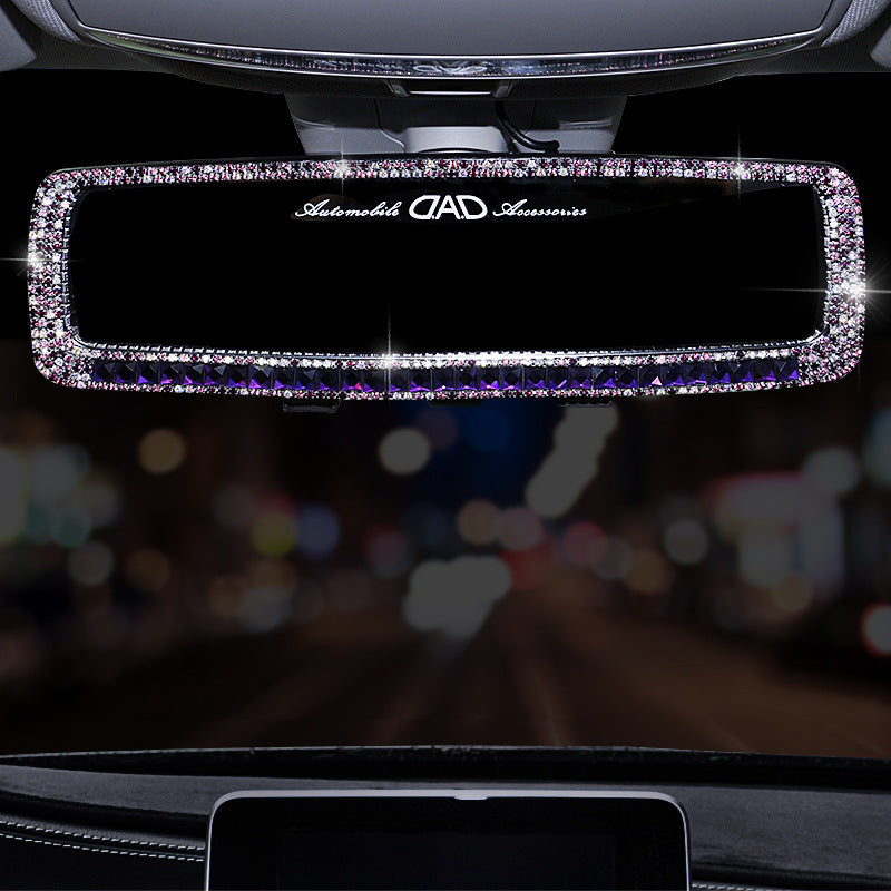 Carsine Rhinestone car rearview mirror Purple