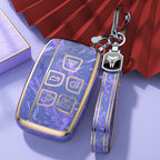 Carsine Land Rover Jaguar Car Key Case Gold Inlaid With Jade Purple / Key case + strap