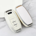 Carsine Audi Car Key Cover Silver Edge White / Key case
